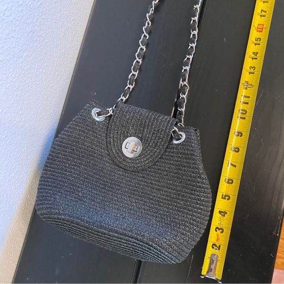 Target Black Silver Raffia Convertible Crossbody Shoulder Bag - Picture 4 of 6